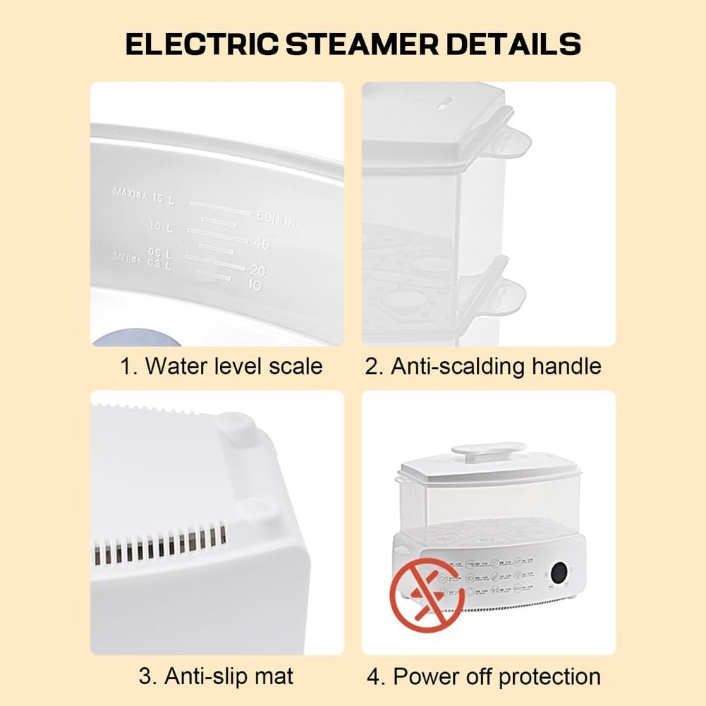 3 Layers/12L Food Steamer for Cooking, 900W Electric Multicookers Steamer Cookware Touch The Visual Panel Hot Food Heater