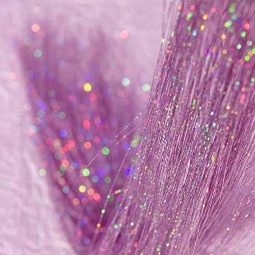 Hair Tinsel Pink Glitter Hair Extensions Kit Fairy Hair Tensile Heat Resistant Feathers Tinsel Hair 36 Inch Pink 500 Strands Christmas New Year Party Cosplay Hair Glitter Kit