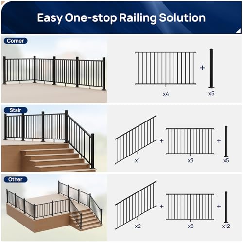 Egadis 4 Pack Aluminum Adjustable Railing Bracket Connector with Drill Bit, Deck Railing Bracket, Black Textured AAMA 2604 Powder-Coat Finish Modular Rail System for Outdoor Decks, Porches & Balconies by Egadis - Used condition - Image 3