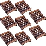trounistro 8 Pack Wooden Soap Case Holder Natural Wooden Holder for Soap Sponge Scrubber Wood Dish H