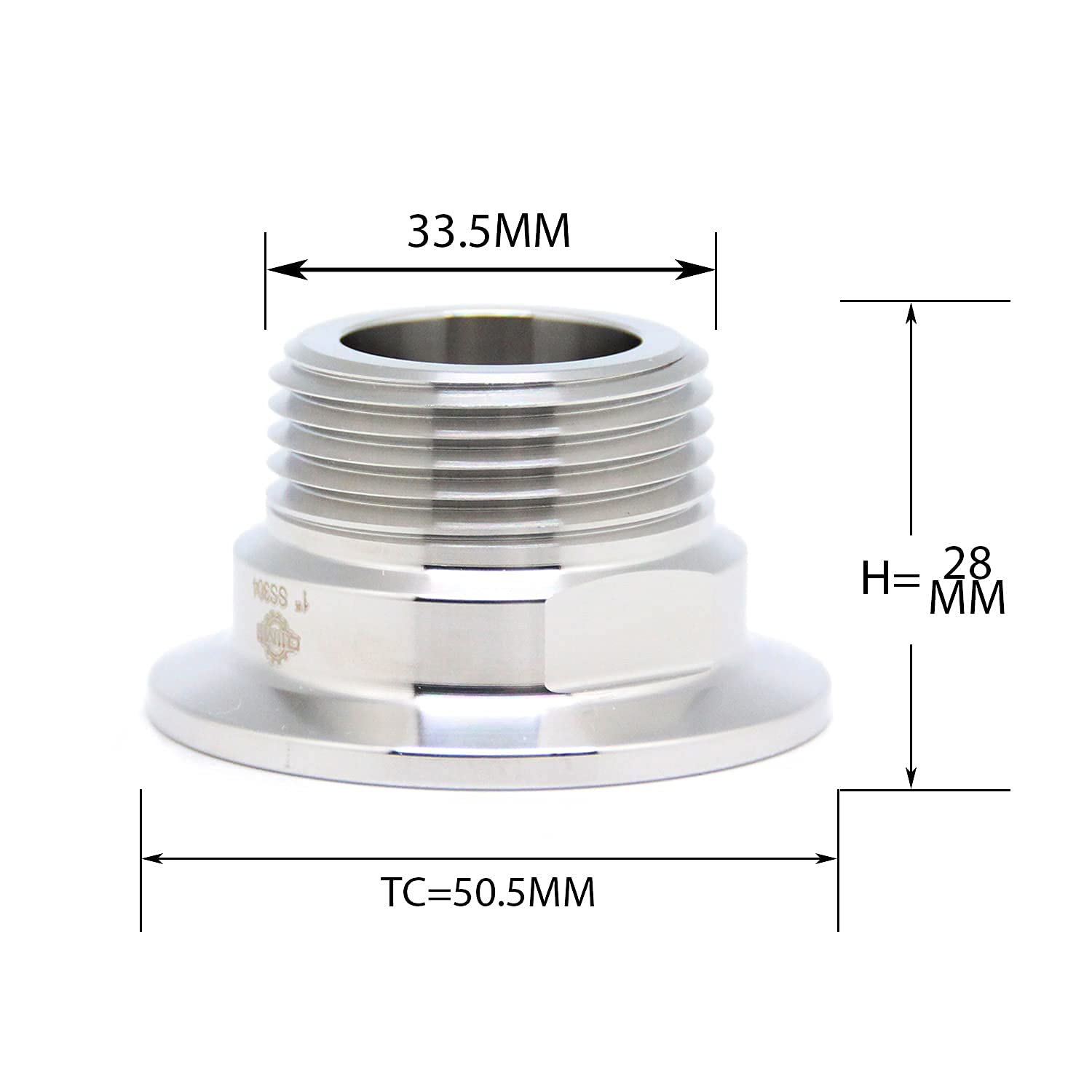 QiiMii Sanitary Tri clamp 50.5mm to NPT Female Thread adaptor SS304 Tri clamp adaptor Pipe Fitting (Thread Size: 1" NPT)