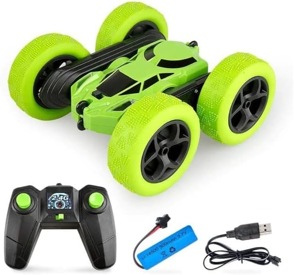 B&K RC Cars, Stunt Car Toy, Off-Road Car, 4WD Car, 2.4Ghz Remote Control. Double-Sided Rotating Tumbling Vehicles 360° Flips Racing Car Toys for Kids & Boys and Girls (GREEN)