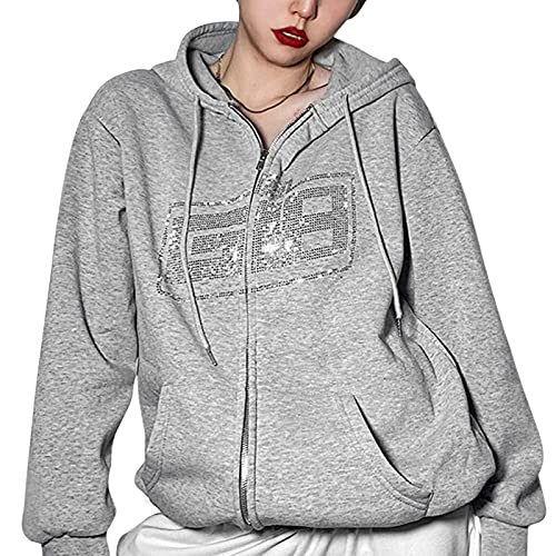 Sumleno Fairy Grunge Clothing Alt Emo Clothing, felpa anni ‘90 con cappuccio sovradimensionata, con cappuccio Harajuku Aesthetic Jacket, H, Large