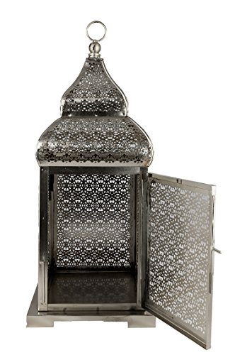 Orientalische Laterne aus Metall Kalila 41cm | orientalisches Windlicht silber | Marokkanische Metalllaterne für draußen… – Bild 4