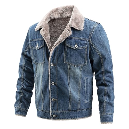 Manteau chaud pour homme veste décontractée en jean polaire hiver