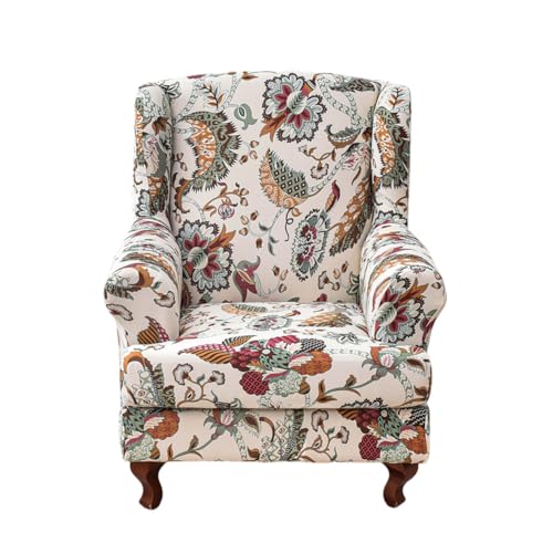 Pack de 2 Fundas de sillón orejero Extensible Estampado Floral, Spandex Lavable para Dormitorio y salón,Flor exótica,Talla única