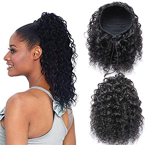 Wrap Drawstring 100 Human Hair Ponytail Extensions Water Wavy Curly Top Closure Clip Ins Ponytail Hairpiece Bun Hair Extensions Natural Curly Ponytail For Black Women 100G/Pcs #TOP26