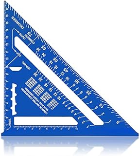 Carpenter Measuring Square Metric Imperial 7 Inches,Aluminum Alloy,90 Degree Thickened Triangle Ruler for Woodworking (Blue)