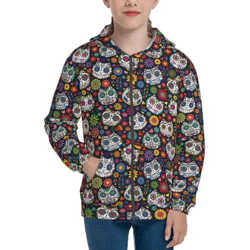 Mexican Dead Cat Kid Hoodies Boys Zip Up Sweatshirts Girls Pullover with Pocket3