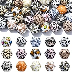 Animal Printed Hexagon Beads_50 Pcs
