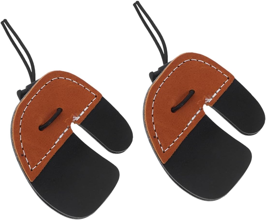 2pcs Double-Layer Leather Archery Finger Guard Portable Anti-Skid Finger Tabs Full Protection in Target Practice and Bow Hunting