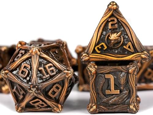 HKDZ 7 Pcs Dnd Dice, Metal Polyhedral Rpg Dnd Dice Set, D&d Dice For Role Playing Game Dungeons And Dragons Dice Mtg Pathfinder D&d Dice Set Green Powder