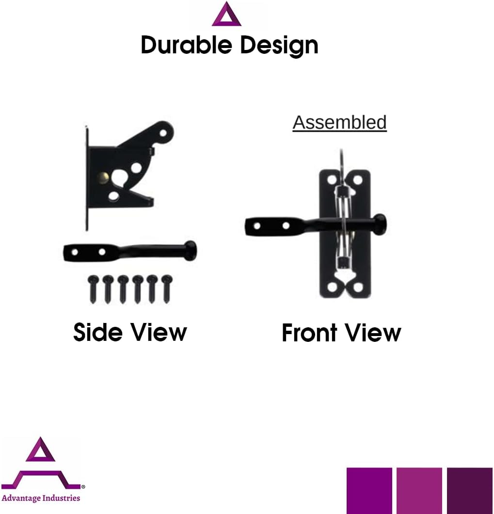 Advantage Industries Steel Gravity Latch | for Wood Fences | Zinc-Plated Steel with Powder-Coated Paint | Pad-Lockable & Reversible | Bronze (AD2014)