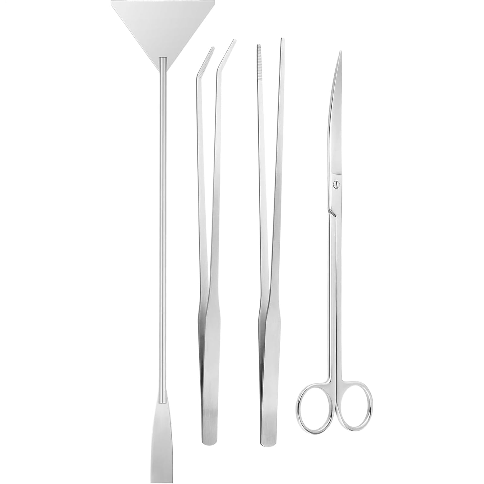 Aquarium Plant Tools - 4-Piece Fish Tank Cleaning Tools - Rust-Proof Spatula Scissors Kit Fish Tank Accessories for Planting Daily Care Paludarium Trimming