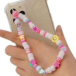سوار معصم من اللؤلؤ للموبايل بتصميم وجه مبتسم مناسب لجميع أنواع الموبايلات، سلسلة معصم للنساء والبنات من اللؤلؤ البوهيمي من اوبوساو