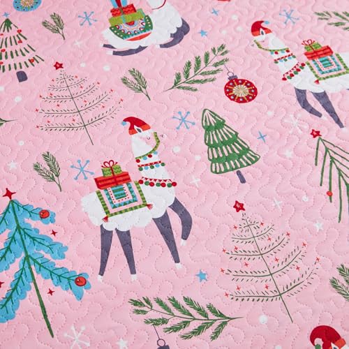 Chino Christmas Bedding Set With Alpaca Pattern, Cartoon Kids Quilt Set Queen Size 3-Piece Bedspread Lightweight Coverlet Comforter Cover For All Season thumb #3