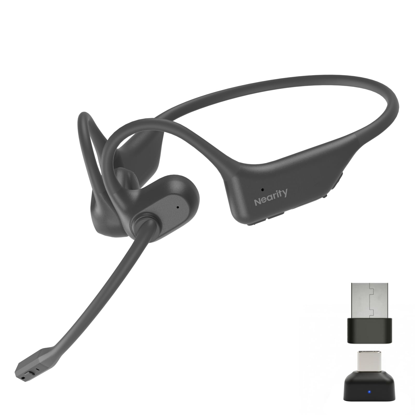 NUROUM OpenEar Pro 2 Kopfhörer Bluetooth 5.4 mit Mikrofon und Geräuschunterdrückung, Dual-Verbindung Wireless Headsets mit Dongle, Kabellose Headphones für Büro/Arbeit/Meeting, 12 Std Gesprächszeit
