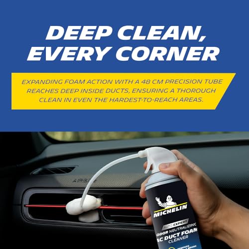 Image of MICHELIN AC Duct Cleaner (350ml) & Air Refresher (100ml) Combo | Complete Car Cabin Air Treatment Kit | Cleans AC Vents, Eliminates Odours & Refreshes Interior | One-Time Smoke Air Freshener