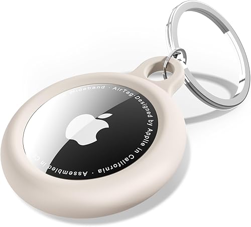 oakxco Llavero de silicona para Airtag color beige, soporte para Airtag con llavero, cubierta de AirTag lindos accesorios para niños, equipaje,