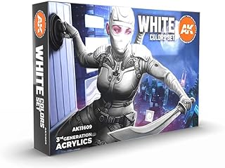AK Interactive White Colors Set - Plastic Model Building Paints and Accessories # 11609