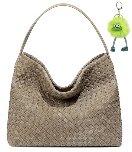 Woven Suede Hobo Bag for Women, Fall Woven Purse Slouchy