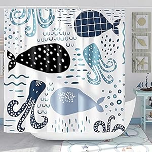 Desihom Blauwal Kinder-Duschvorhang-Set 183x183 cm