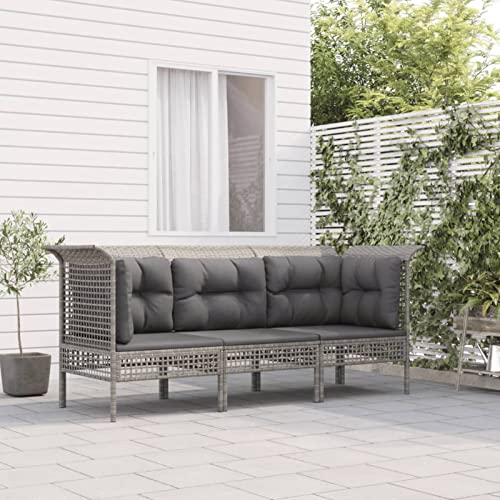 Homgoday Gartenmöbel-Set, 3-teilig und Kissen, Polyrattan, Grau, Gartenmöbel-Set, Tisch und Stühle, Dekoration für Terrasse, Hof, Balkon, Typ 5