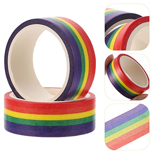 NUOBESTY 2 peças de fitas Washi de cor arco-íris, fita adesiva, adesivos decorativos de orgulho gay,