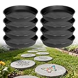 8 Pcs Stepping Stone Mold, Round Plastic Paver Molds for Concrete, Dia 11.8in/ 1.37 in Depth Cement Black Tray, Reusable DIY Form for Paving Garden Path, Walkway, Patio, Outdoor Landscaping