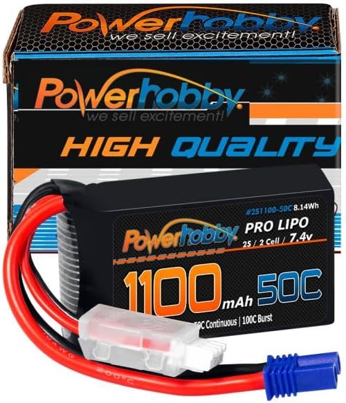 Powerhobby 2S 1100mAh 50C LiPo Battery w EC2 Plug FITS: Losi Mini-B Mini-T 2.0 JRX2