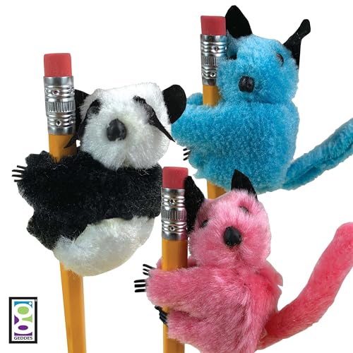 Raymond Geddes Clip-On Critter Plush Animal Pencil Toppers (Pack of 24)
