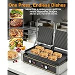 Commercial Panini Press — 19"x9" Cast Iron Enamel Plate, Adjustable Temp, 3600W Electric Sandwich Maker, Stainless Steel, Professional Panini Press Grill for Hamburger, Steak, Bacon - Image 3
