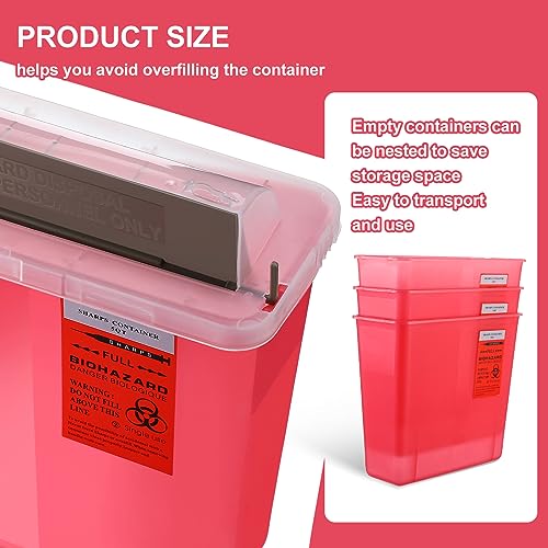 Tanlade 5 Quart Sharps Disposal Container Touchless Medical Waste Box with Counter Balance Lid Heavy Duty Plastic Needles Trash Bin Container for Home Office Waste(4 Pcs) - Thumbnail 6