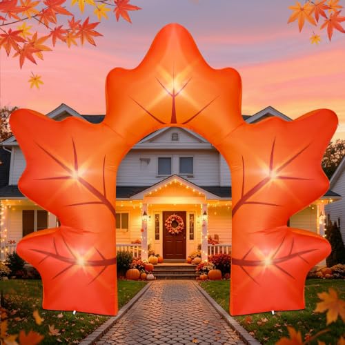 Eyourlife 9FT Fall Inflatable Arch Maple Leaf Thanksgiving Yard Decoration