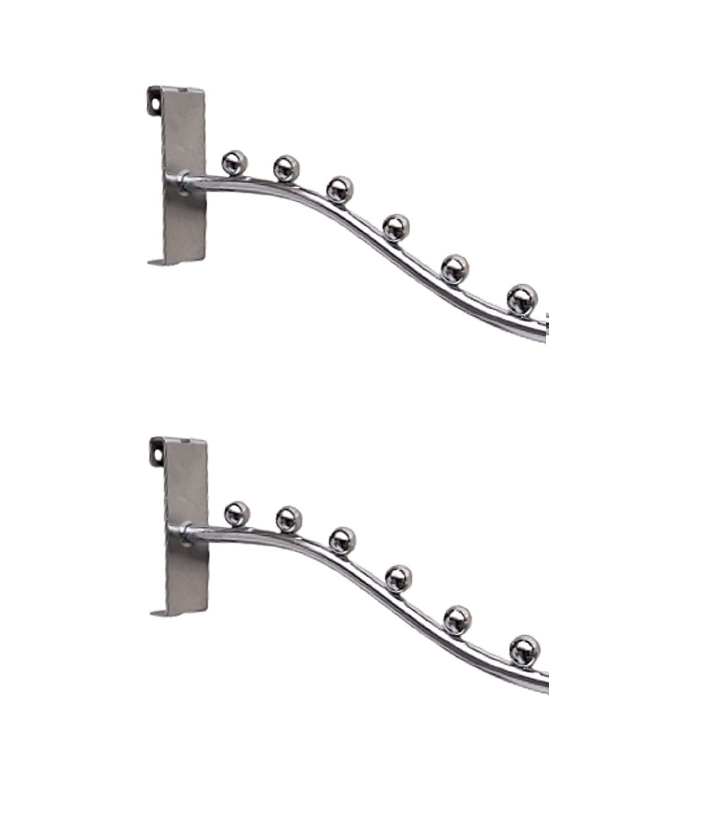 Q1 Beads Steel 6 Ball Pin Grid Panel Hanger for Retail Display Gridwall Panel Mesh Made in 8 mm Rod (2 Pack, Chrome)