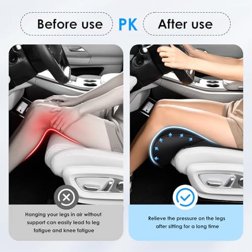 Image of FLORICH Car Seat Extender Leg Support Cushion for Driver Seats Office Chair, Leather Memory Foam Widened seat Cushion for Long Drivers Universal Car Seat Cushion Legs Rest Pads-Black