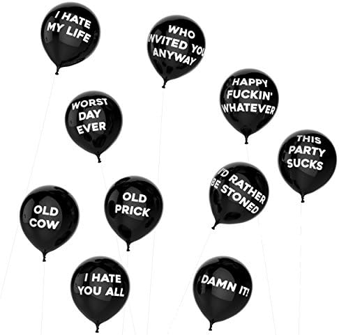 Thick Air Balloons - Funny Adult Humour Balloons For Party 10-Pack - Party Black