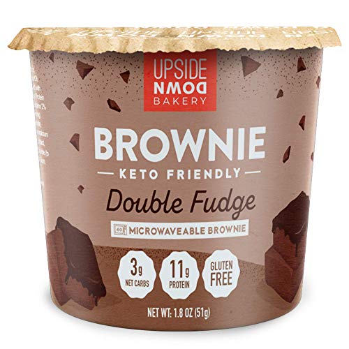 Keto Brownie Cup by Upside Down Bakery - Chocolate Fudge (3 Net Carbs) - High Protein Snacks, Microwavable Low Carb Food - Just Add Water - 1g Sugar - Gluten Free - Single Serve Cups (6 Pack)