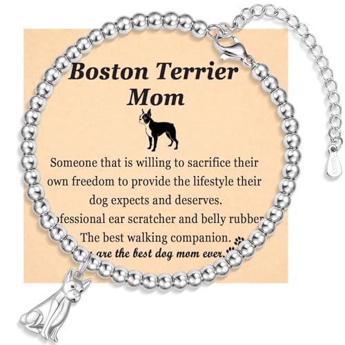 EPVIDO Dog Mom Gifts for Women Boston Terrier Bracelet for Dog Lovers Jewelry for Birthday, Christmas Stocking Stuffers, Mothers Day