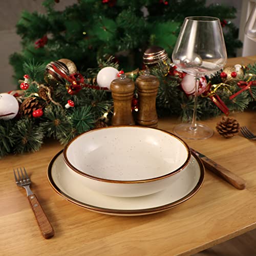 Onemoer 30 Oz Porcelain Salad Pasta Bowls, Shallow & Wide Bowls Plates Set Of 6, Large Ceramic Serving Bowls For Soup, Dessert, Pizza, Fruit. Microwave & Dishwasher Safe Kitchen Dinnerware, White #TOP1