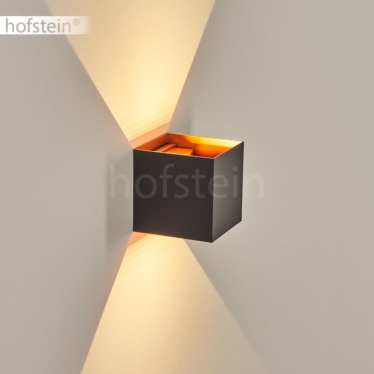 HOFSTEIN LED Außenwandleuchte Tamarin, moderne Wandlampe aus Metall in Schwarz/Kupferfarben, Wandleuchte außen mit verstellbarem Up&Down Lichteffekt für Terrasse/Haustür/Hof, 6 W, 350 L, 3000 K, IP54