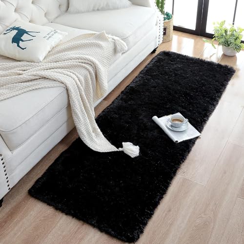 Image of Modern Micro Fiber Rug /Carpet for Hall, Bedroom, Kichen, Kids Room, Baby Room Etc.Color-Black Size 2x4 feet
