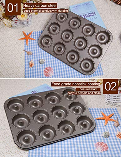 Foto von Old Tjikko Doughnuts Baking Mould, 12 Cavities Donutblech Mould,Bonut form Baking Tray with Non-Stick Coating (black)