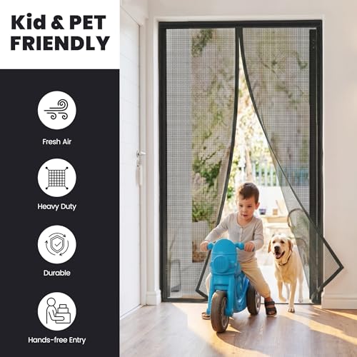 Magnetic Screen Door, Heavy Duty Fiberglass Moustiquaire Magnétique, Screen Mesh with Automatic Block Closure, Walk Through Easily for Kids Pets,Fits Door Size up to 36-38" W x 80" image 1