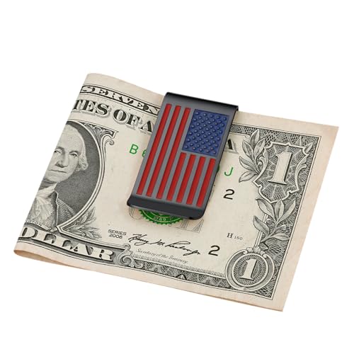 ChainsProMax Can Engrave Men Money Clip- America Flag/Baseball Pattern/Box Pattern, Stainless Steel/Gold Plated-Send Gift Box