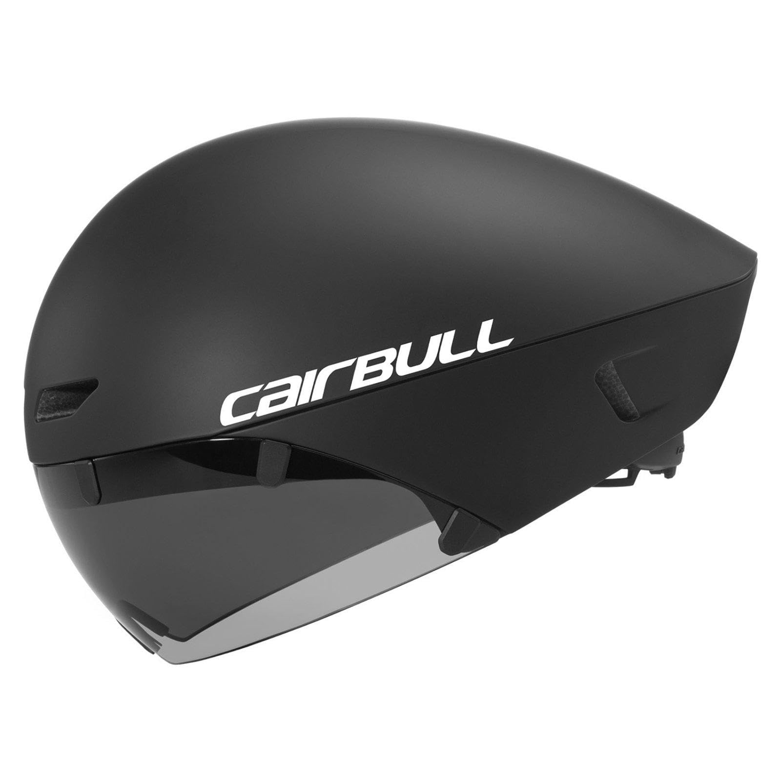 Time Trial Helmet Aerodynamic Triathlon Helmet Visor-Equipped Sports Headgear for Triathletes, Cyclists, Road Black-image-46