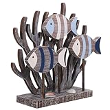 Qualità del legno: realizzato in legno, questo ornamento di corallo a forma di pesce in legno presenta texture naturali, riflettendo il gusto raffinato del proprietario, statua di corallo in legno a forma di pesce, statua di corallo costiero
