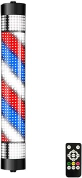 49" Barber Stripes Pole Rotating LED Light,Wall Hanging White Red Blue Rotating Strips,Energy Hairdressing Illuminated Waterproof Hair Salon Barber Shop Decor Lamp with Remote Control