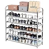 Shoe Rack Organizer for white metal,5 Tier Free Standing Shoe Rack Stainless steel Shoes Storage...
