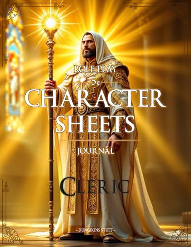 Rpg 5e Character Sheets Journal: Beginners Guide and Plenty of Space for Session Notes, Maps, Inventory, Sketch's and More for TTRPG's - Cleric Version